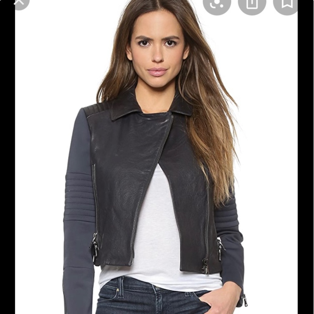 J brand Panelled leather biker jacket.